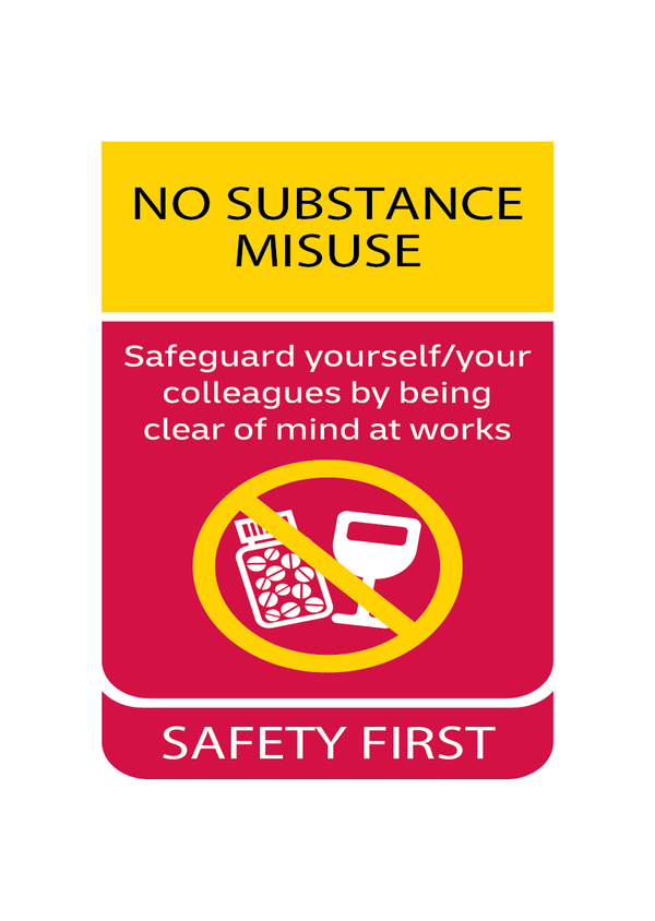 DHL Safety First Sign - Substance Misuse