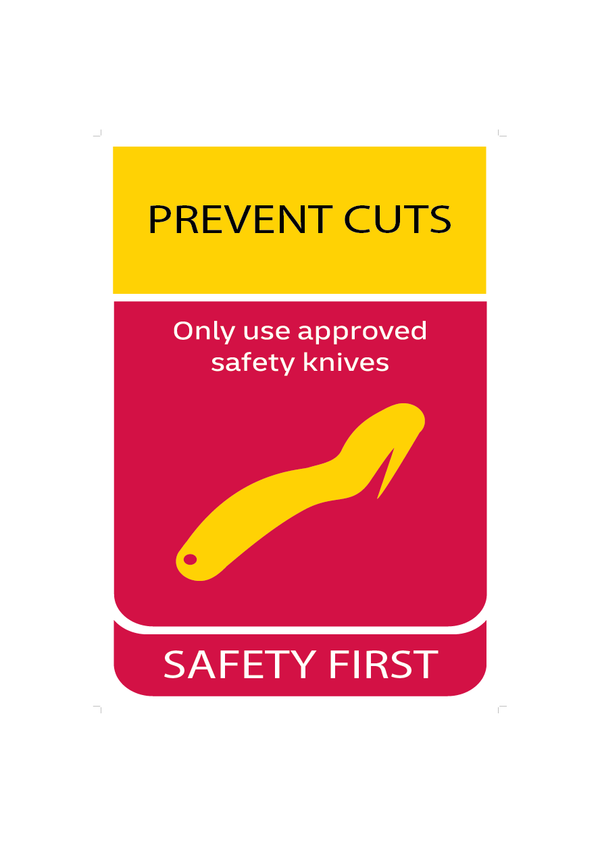 DHL Safety First Sign - Prevent Cuts