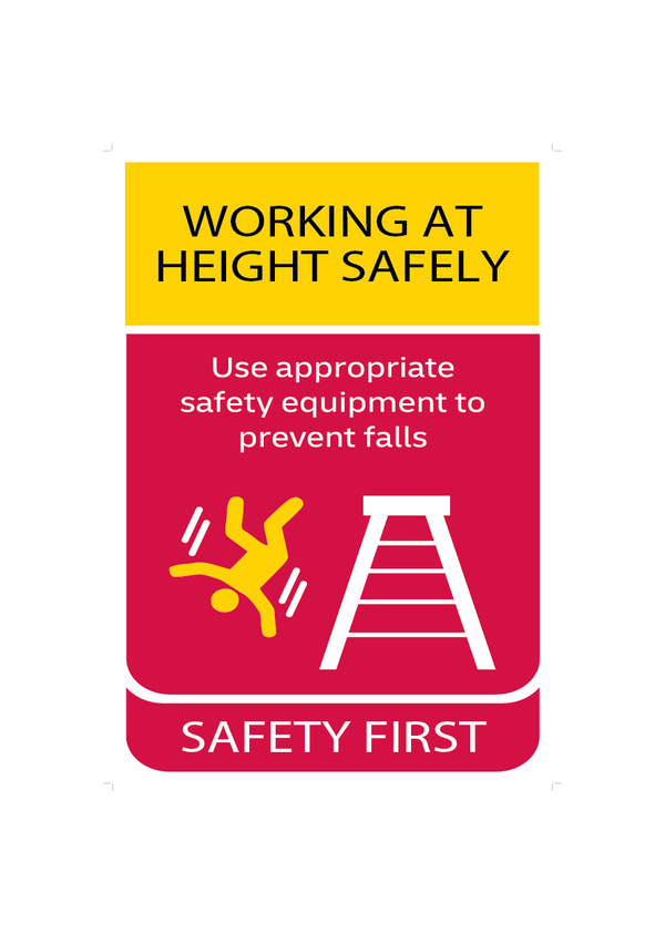 Safety First Sign - Working at Heights Safety Logo