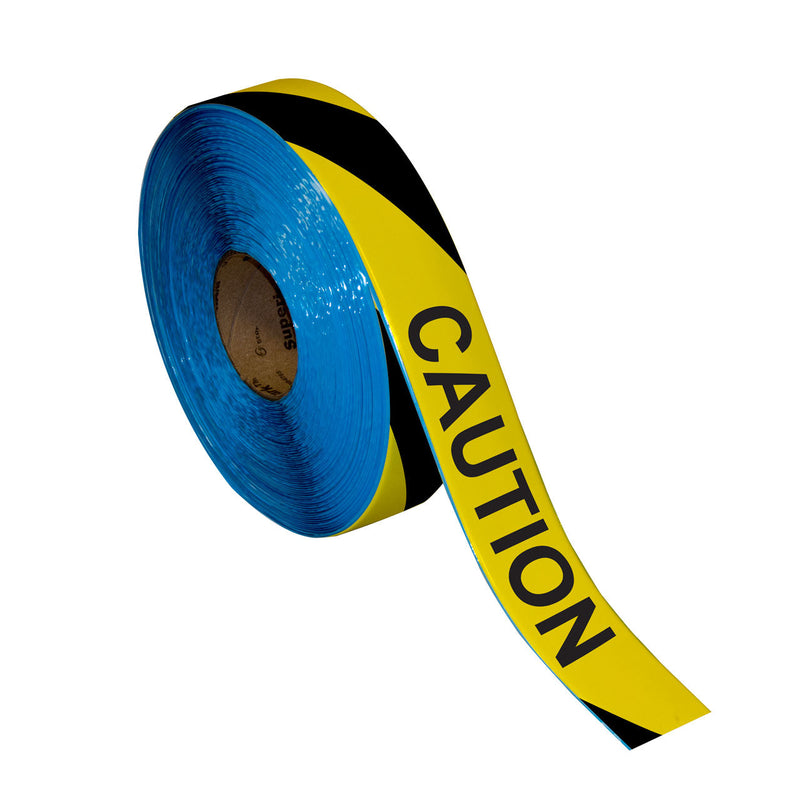 Superior Mark® Floor Tape, 2'' x 100', CAUTION B/Y Stripe