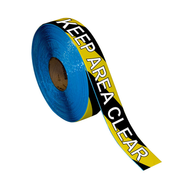 Floor Marking Message Tape, 2'' x 100' , KEEP AREA CLEAR B/Y Stripe