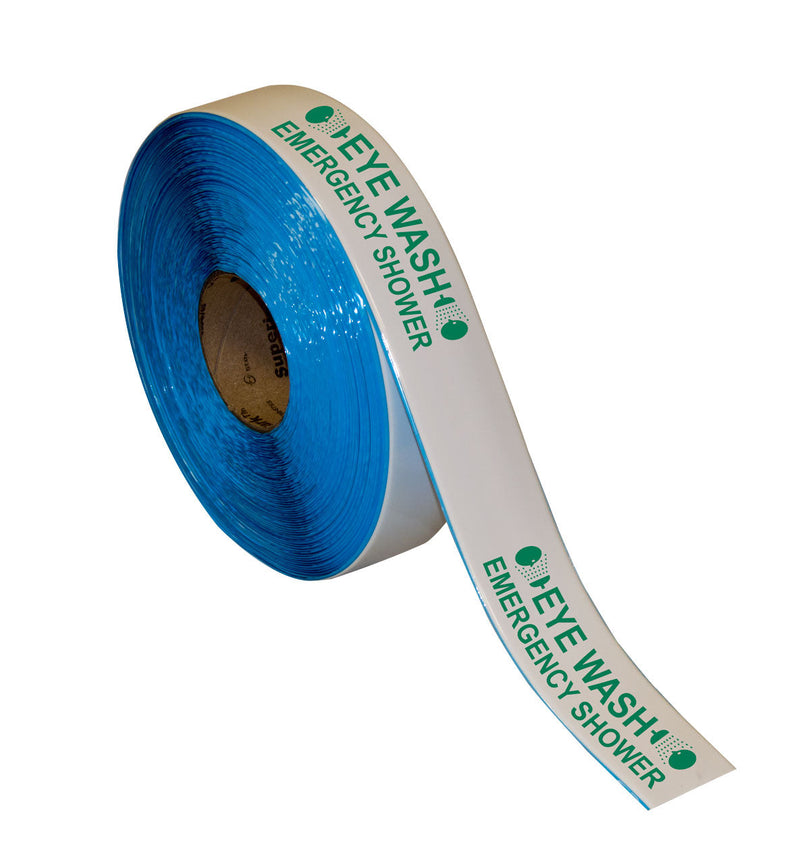 Superior Mark® Floor Tape, 2'' x 100'-Eye Wash Emergence Shower