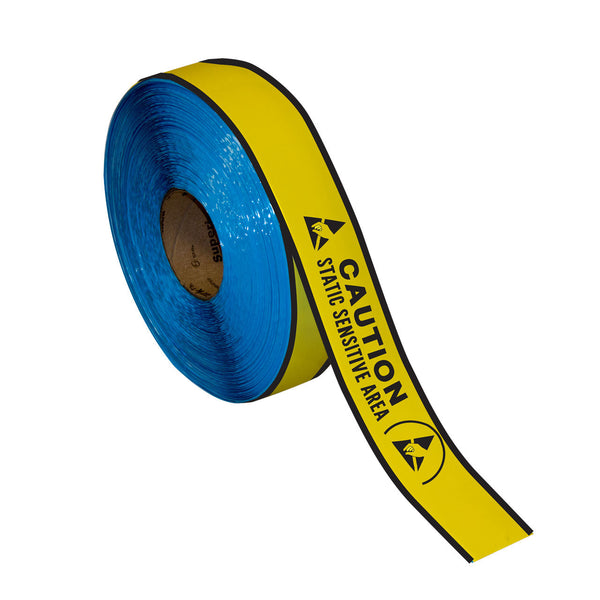 Floor Marking Message Tape, 2'' x 100', CAUTION STATIC SENSITIVE AREA