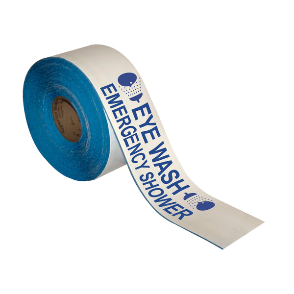 Superior Mark® Floor Tape, 4'' x 100', EYE WASH EMERGENCY SHOWER