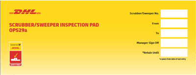 DHL SCRUBBER / SWEEPER INSPECTION BOOK