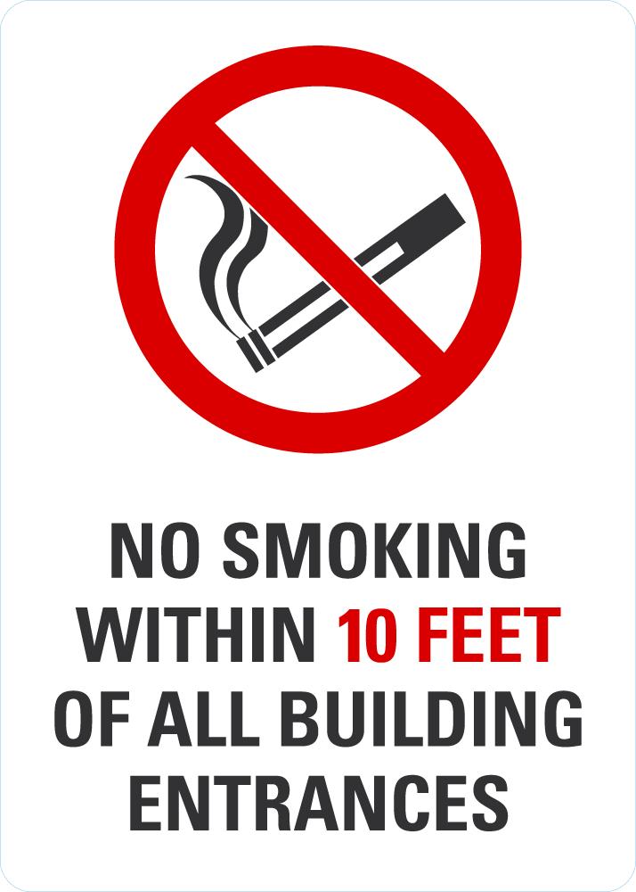 No Smoking Within 10ft Sign