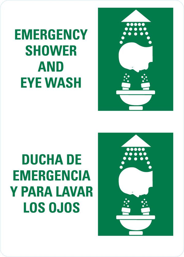 Emergency Shower And Eye Wash (English/Spanish) Sign