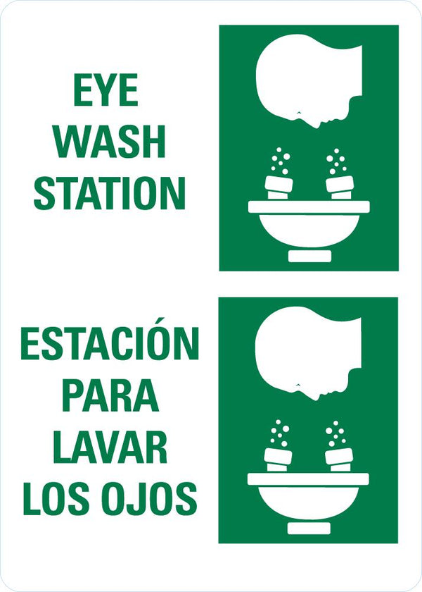 Eye Wash Station (English/Spanish) Sign