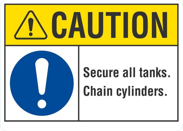 CAUTION Secure All Tanks Sign