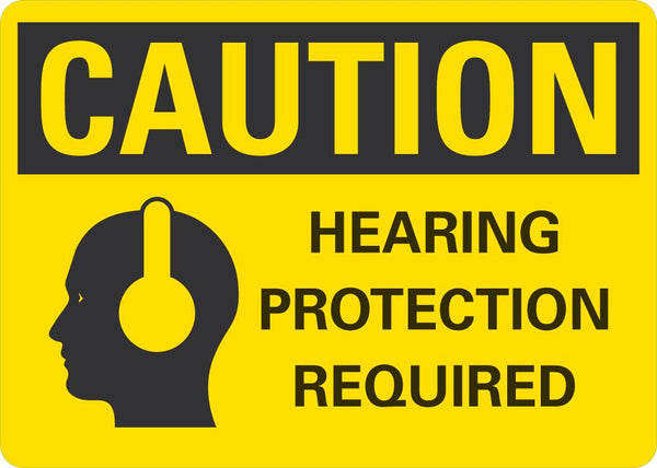 CAUTION Hearing Protection Required Sign