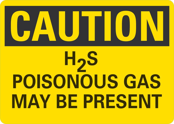 CAUTION H2S Poisonous Gas May Be Present Sign