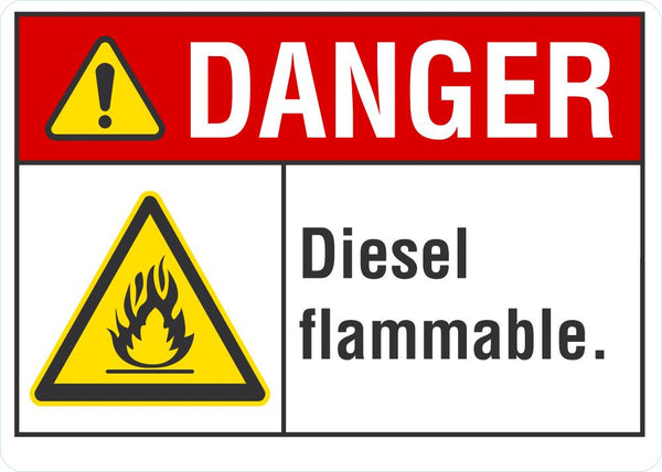 DANGER Diesel Flammable Sign