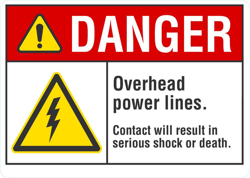 DANGER Overhead Power Lines Sign