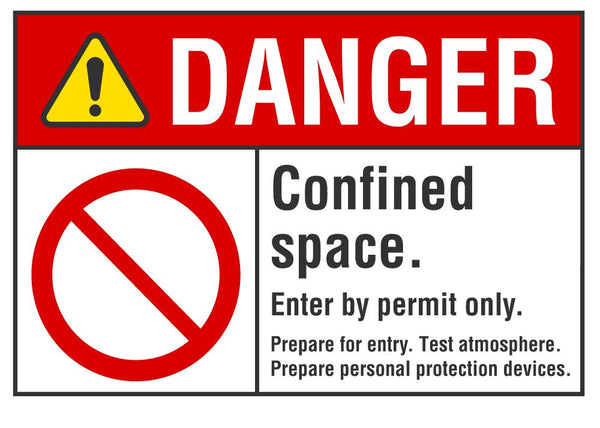 DANGER Confined Space, Enter By Permit Only Sign