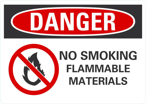 DANGER No Smoking, Flammable Materials Sign