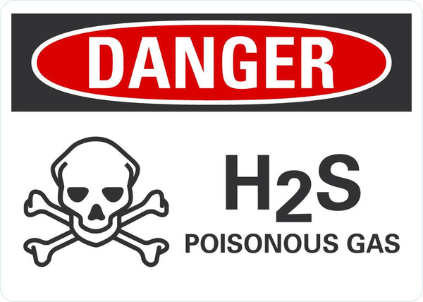 DANGER H2S, Poisonous Gas Sign