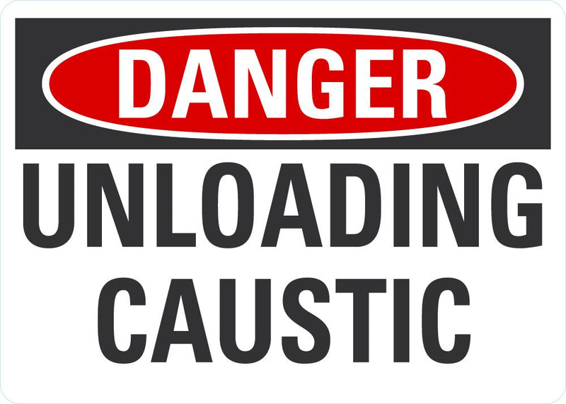 DANGER Unloading Caustic Sign LCU4-0399-NP_14X10