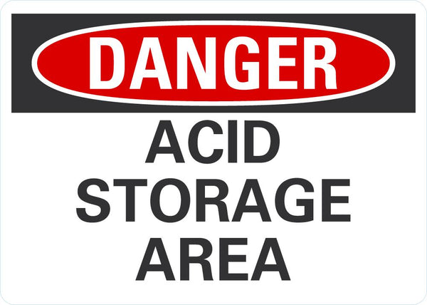 DANGER Acid Storage Area Sign