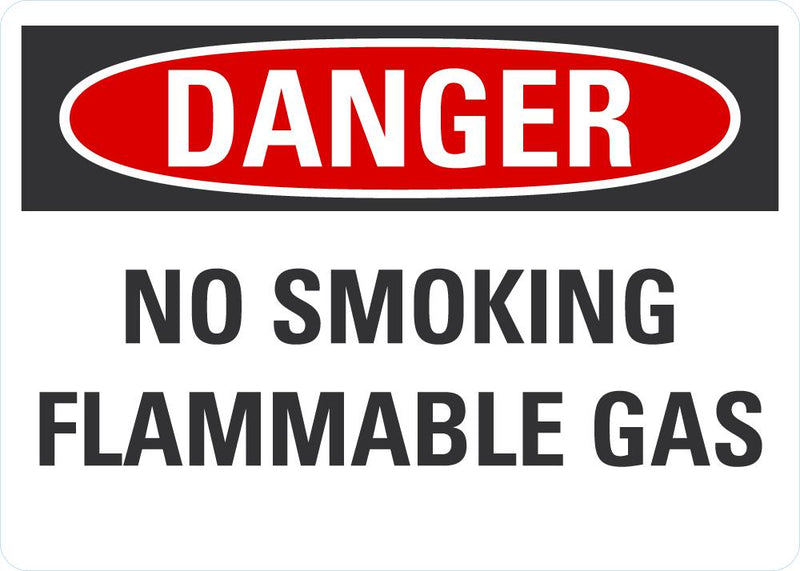 DANGER No Smoking, Flammable Gas Sign LCU4-0478-ND_10X7