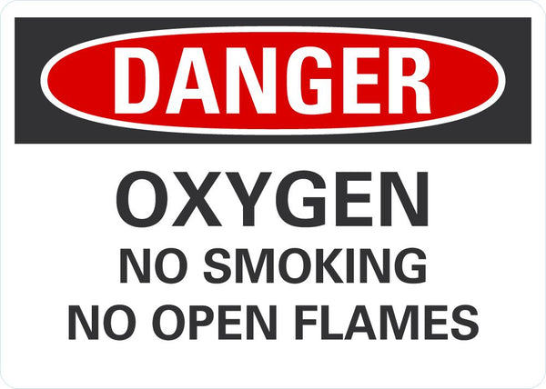 DANGER Oxygen No Smoking No Open Flames Sign