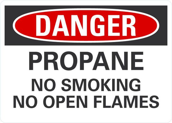 DANGER Propane, No Smoking, No Open Flames Sign