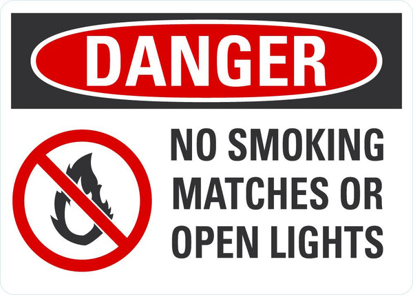 DANGER No Smoking, Matches Or Open Flames Sign