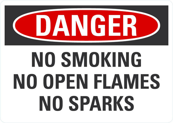 DANGER No Smoking, No Open Flames, No Sparks Sign