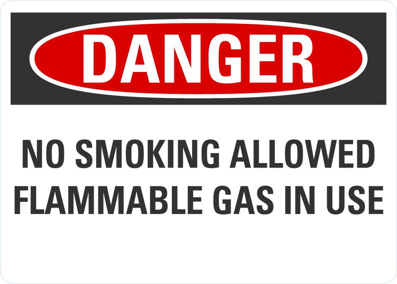 DANGER No Smoking, Flammable Gas In Use Sign