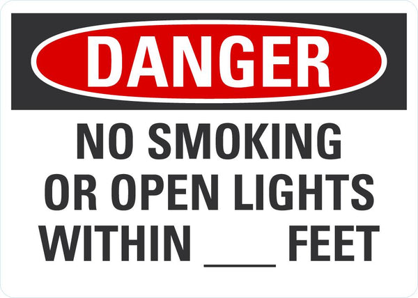 DANGER No Smoking Or Open Lights Sign