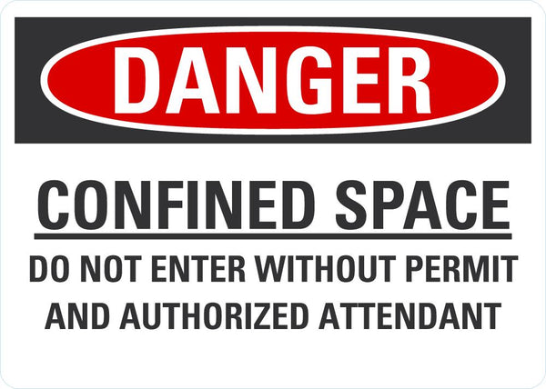 DANGER Confined Space, Do Not Enter Without Permit Sign