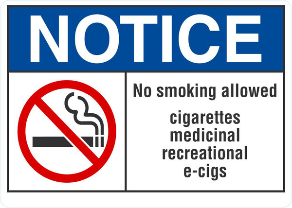 NOTICE No Smoking Allowed Sign