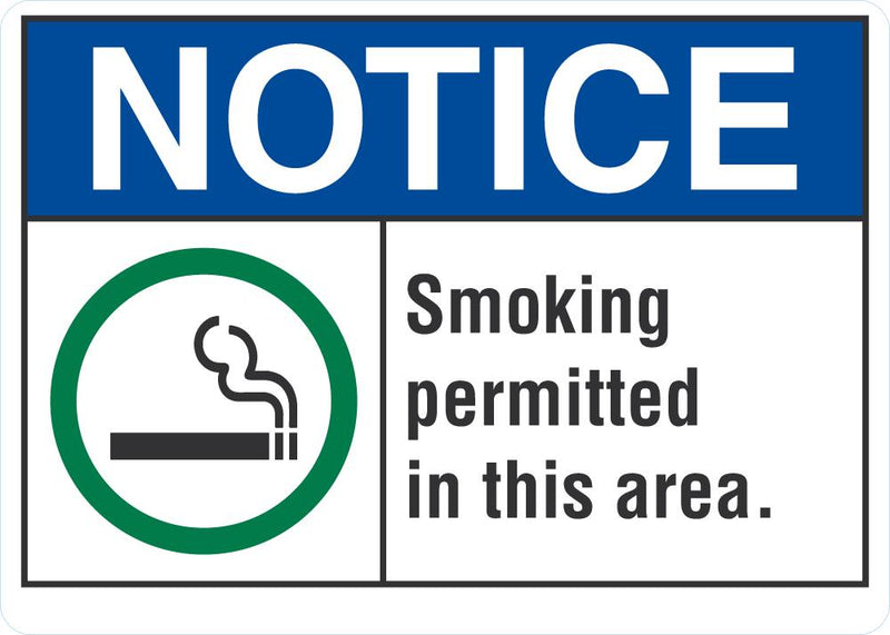 NOTICE Smoking Permitted In This Area Sign