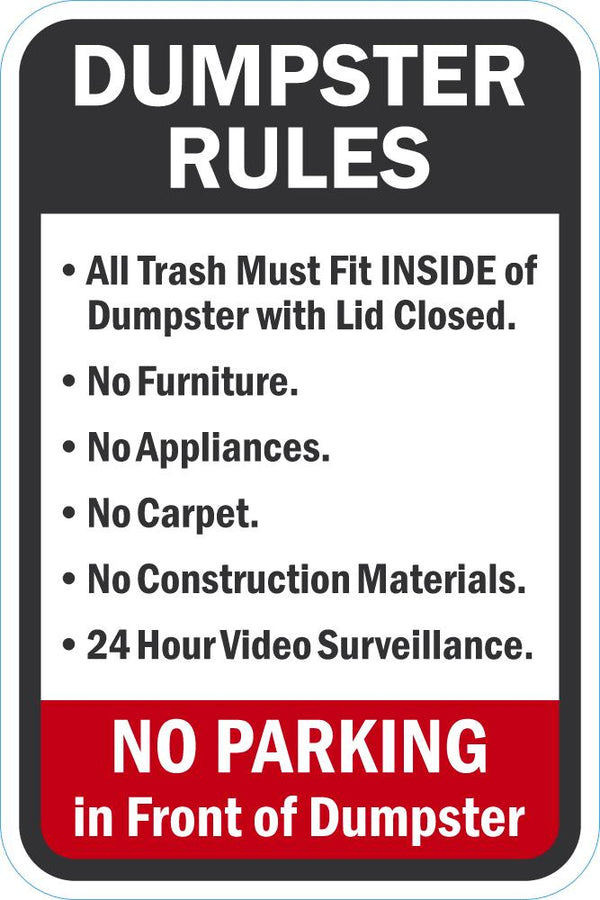 Dumpster Rules Sign